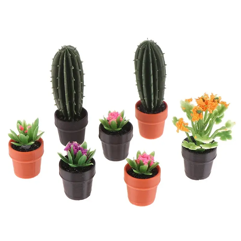 1/12 Dollhouse Miniature Scene Decoration Green Plant Pot Mini Plant Fairy Post Pot Doll Accessories Toys