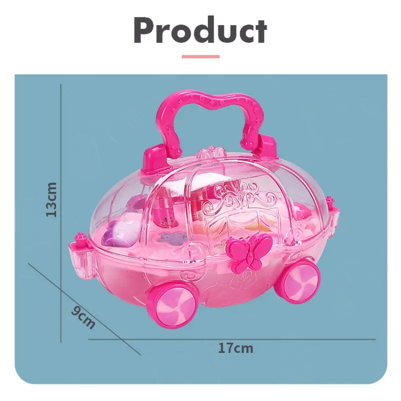 New Girls Trolley Cosmetic Princess Makeup Box Suitcase Lipstick Children Toy Children Pretend Play Baby Cosmetic Set