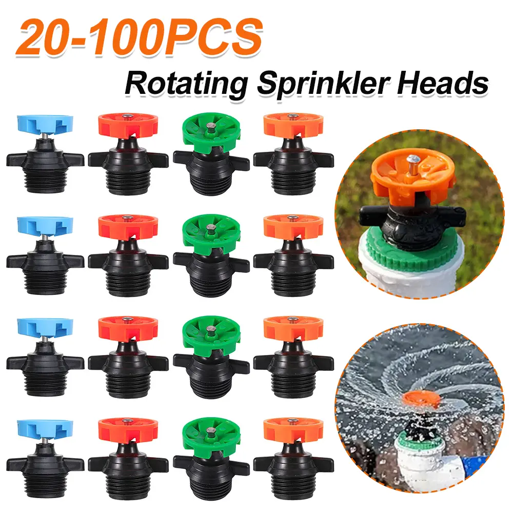 20-100PCS 360 Degree Irrigation Sprinkler Heads 1/2 Inch Male Thread Automatic Rotation Nozzle Water Irrigation Rotating Nozzle