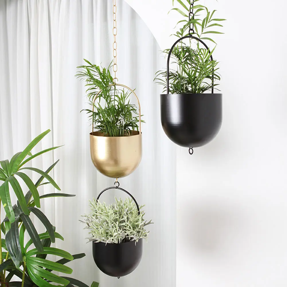 Hanging Planter Pots Minimalist Hanging Flower Pots Metal Hanging Plant Baskets Creative for Succulent Flower Air Plants