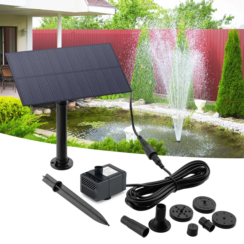 5W 5V Water Sprinkler Sprayer Garden Decoration with Stake Solar Power Panel Water Pump Energy Saving 180L/h Kits for Fish Tank