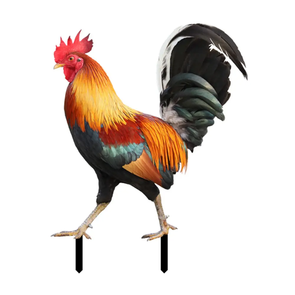 2PCS Chicken Sculpture Ornamental Chicken Fence Sculpture Garden Decorations Weatherproof for Garden Patio Backyard Decoration