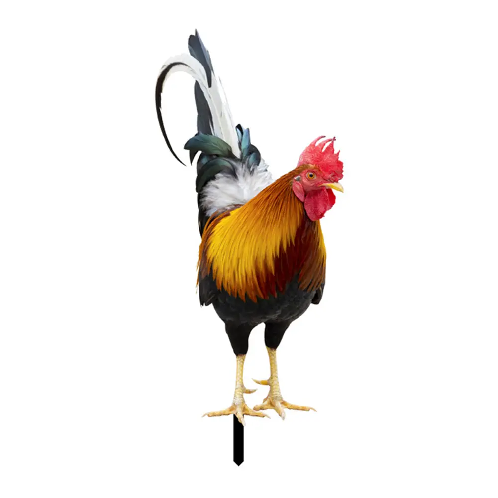 2PCS Chicken Sculpture Ornamental Chicken Fence Sculpture Garden Decorations Weatherproof for Garden Patio Backyard Decoration