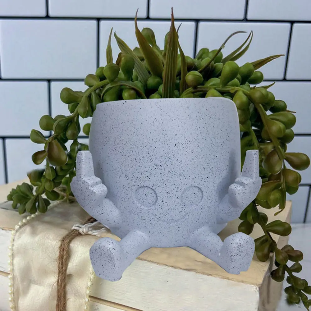 Middle Finger Succulent Planter Pot Funny Little Person Flower Planter Cute Decorative Figurine Pot Creative for Home Office