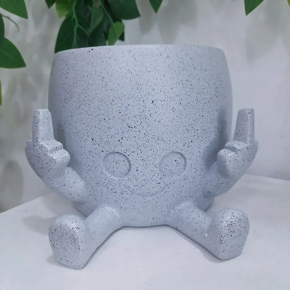 Middle Finger Succulent Planter Pot Funny Little Person Flower Planter Cute Decorative Figurine Pot Creative for Home Office