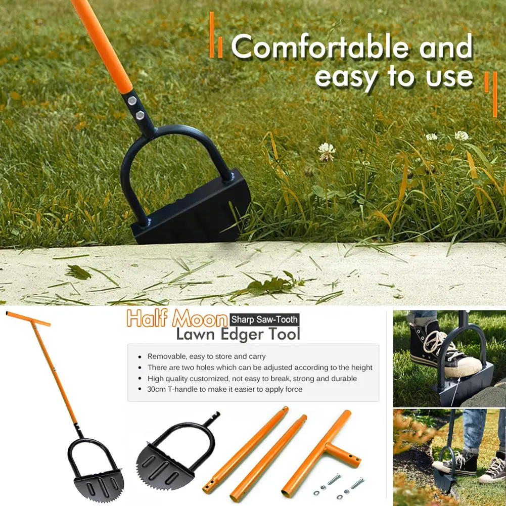 Edger Trimming Shovel Half Moon Lawn Mowing Weeding Tools Machine Sawtooth Lawn Trimmer Tool Steps Trimming Shovel Garden Tools
