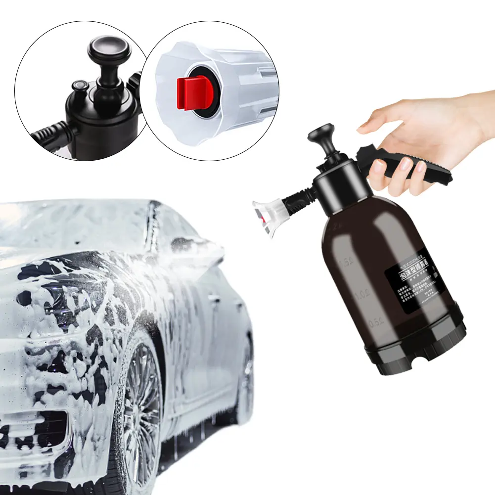 2L Foam Sprayer Hand Pressure Snow Foam Sprayer Water Sprayer with Two Nozzle Options for Car Cleaning and Garden Use