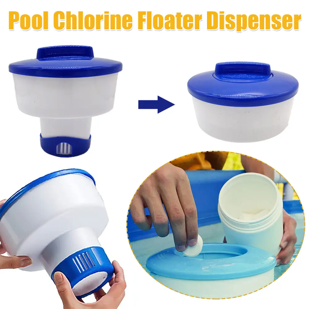 Pool Chlorine Dispenser Adjustable Hot Tub Chlorine Floater Pool Tablet Holder Large Capacity Chlorine Pool Cleaning Supplies