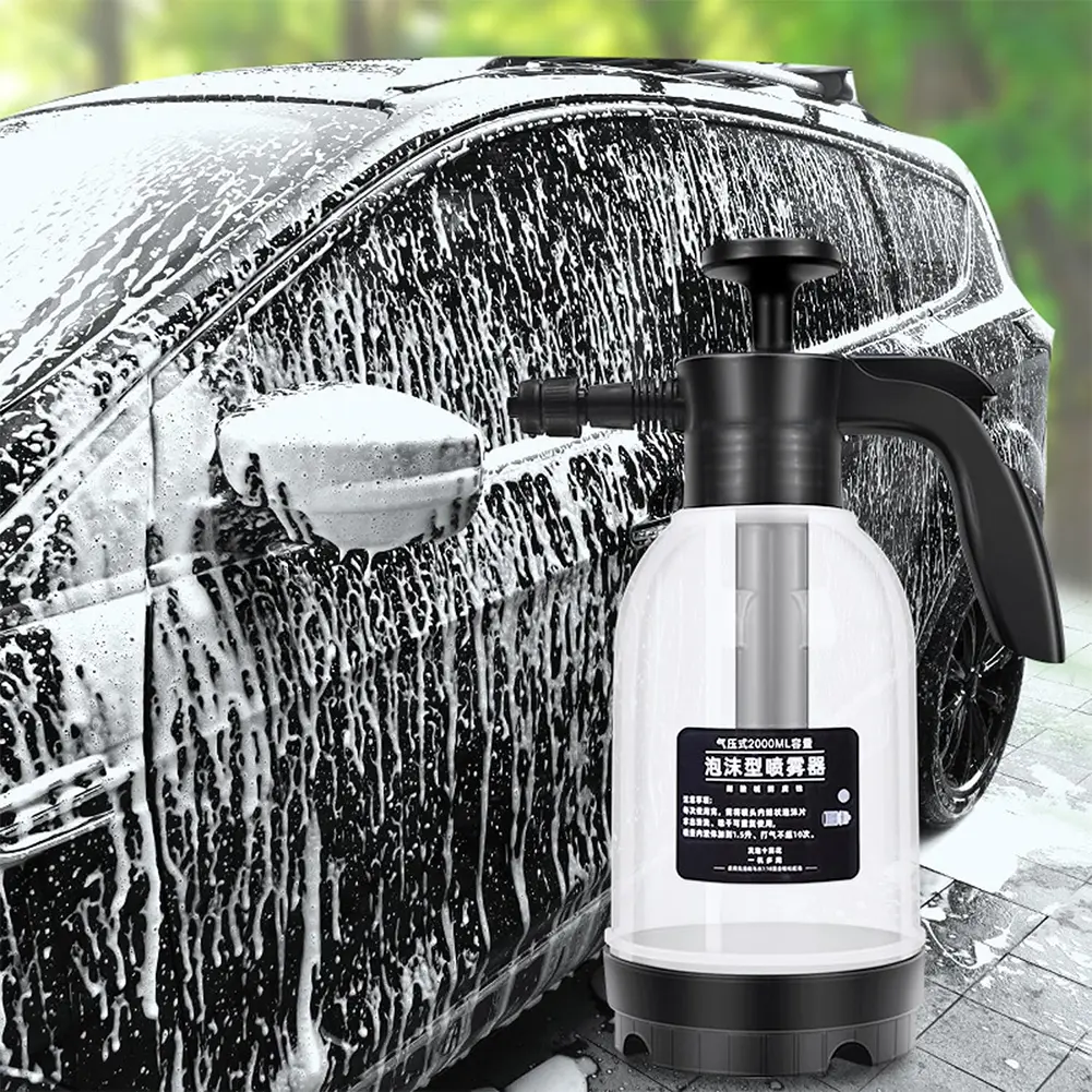 2L Foam Sprayer Hand Pressure Snow Foam Sprayer Water Sprayer with Two Nozzle Options for Car Cleaning and Garden Use