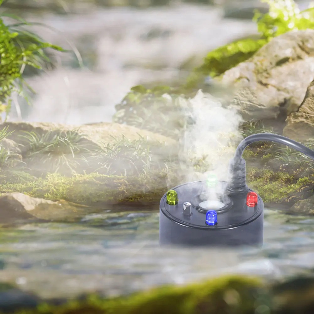 1-5PCS USB Mist Maker 4 LED Water Fountain Pond Fog Machine Atomizer for Halloween Party Decorations for Fish Tanks Rockery Deco