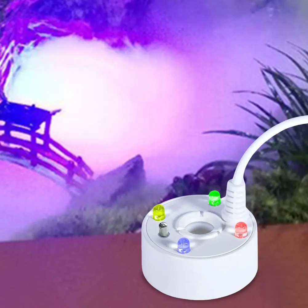 1-5PCS USB Mist Maker 4 LED Water Fountain Pond Fog Machine Atomizer for Halloween Party Decorations for Fish Tanks Rockery Deco