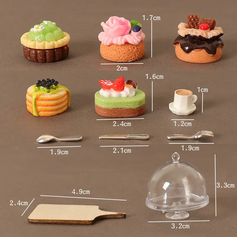 1/12 Dollhouse Simulation Coffee Cake Dessert Set Mini Kitchen Tray Tableware Accessories For Dolls House Decoration Kids Toys