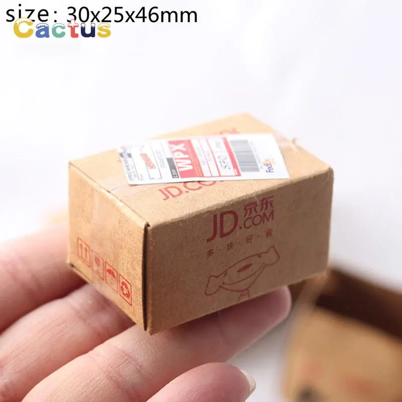 5Pcs/1Set Mini Carton Express Box 1:12 Dollhouse Miniature Express Box Decor Toy Doll House Decor Furniture Accessories