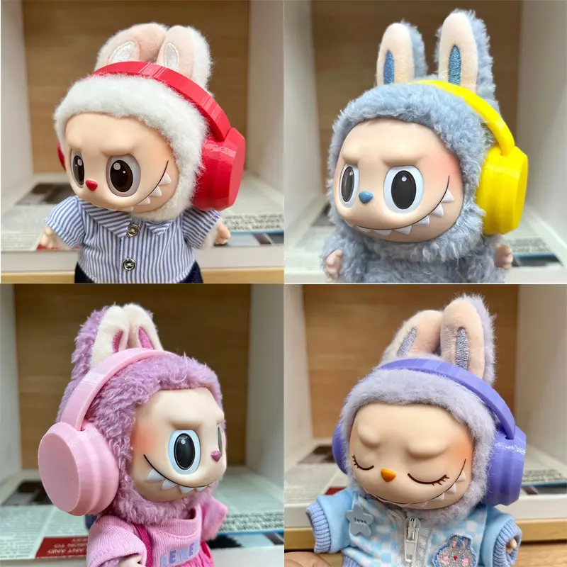 Mini Headphones For Labubu Doll Accessories Decoration Colorful Headphones Diy Doll Ornament Suitable For 15/17cm Dolls Toy Gift