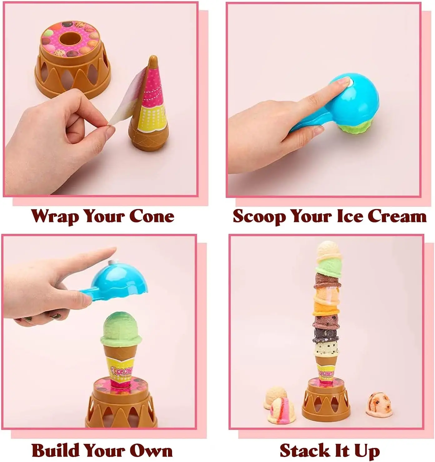 Children Simulation Food Kitchen Toy Ice Cream Stack Up Play Kids Pretend Play Toys Educational Toys For Baby Gifts