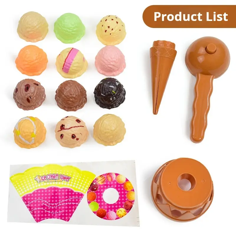 Children Simulation Food Kitchen Toy Ice Cream Stack Up Play Kids Pretend Play Toys Educational Toys For Baby Gifts