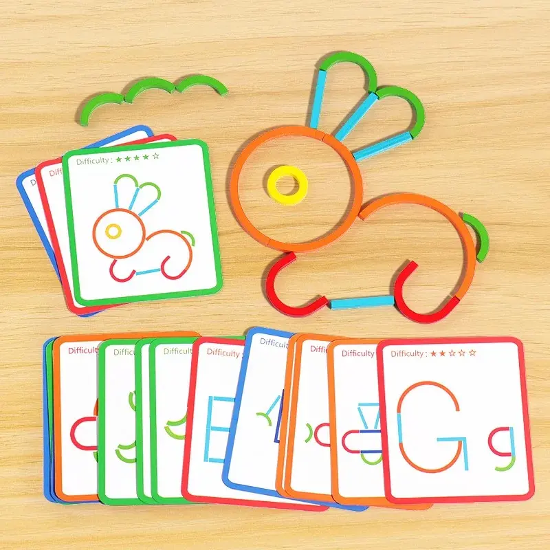Wooden Creative Sticks And Rings Puzzle Intelligence Game Montessori Early Childhood Educational Toys For Children