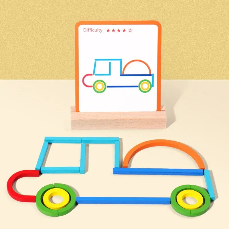Wooden Creative Sticks And Rings Puzzle Intelligence Game Montessori Early Childhood Educational Toys For Children