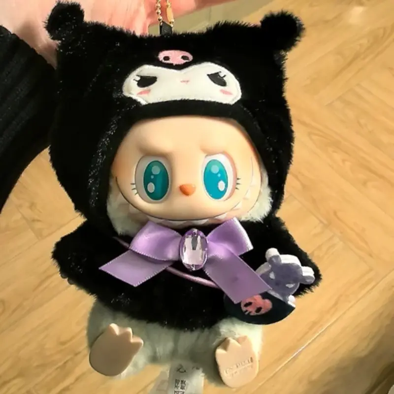 Hot Sanrio Labubu Cape Set Cute Sitting Party KT Melody Kuromi Clothes Monster Vinyl Doll Clothing Christmas Gift Toys