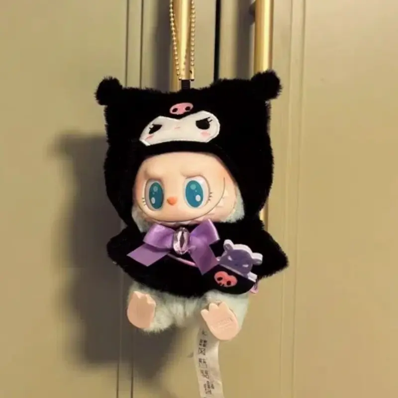 Hot Sanrio Labubu Cape Set Cute Sitting Party KT Melody Kuromi Clothes Monster Vinyl Doll Clothing Christmas Gift Toys