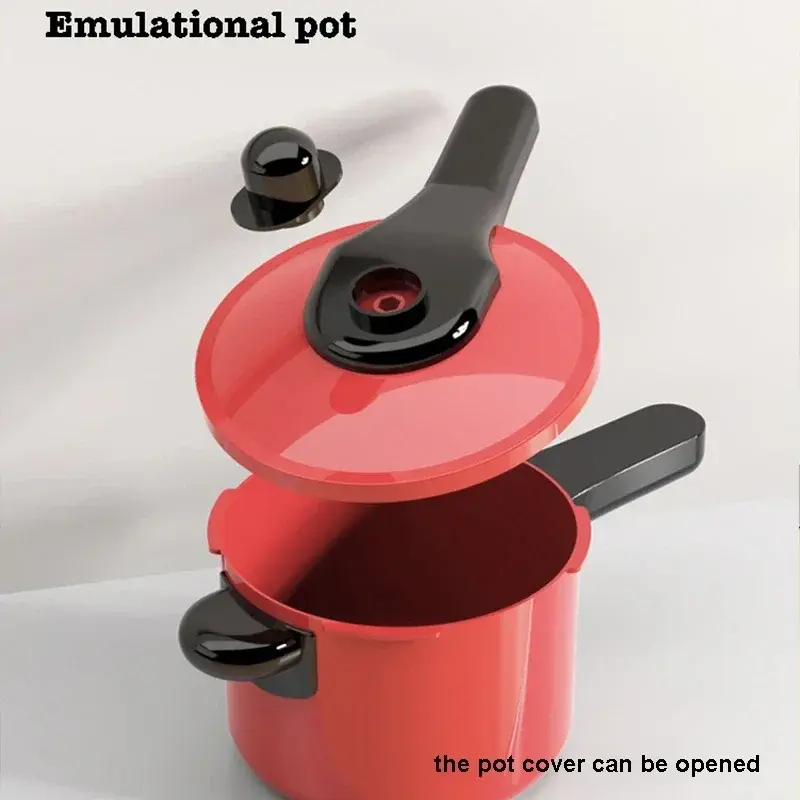 Kids Toys Pretend Play Red Kitchen Toys Simulation Food Cooking Girl's Boys Educational Play House Interactive Toys for Children