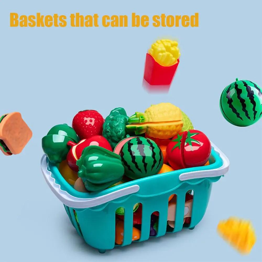 Educational Toy Plastic Kitchen Toy Set Cut Fruit Vegetable Pizza Food Play House Simulation Toys Pretend Play Kids Toys Gifts