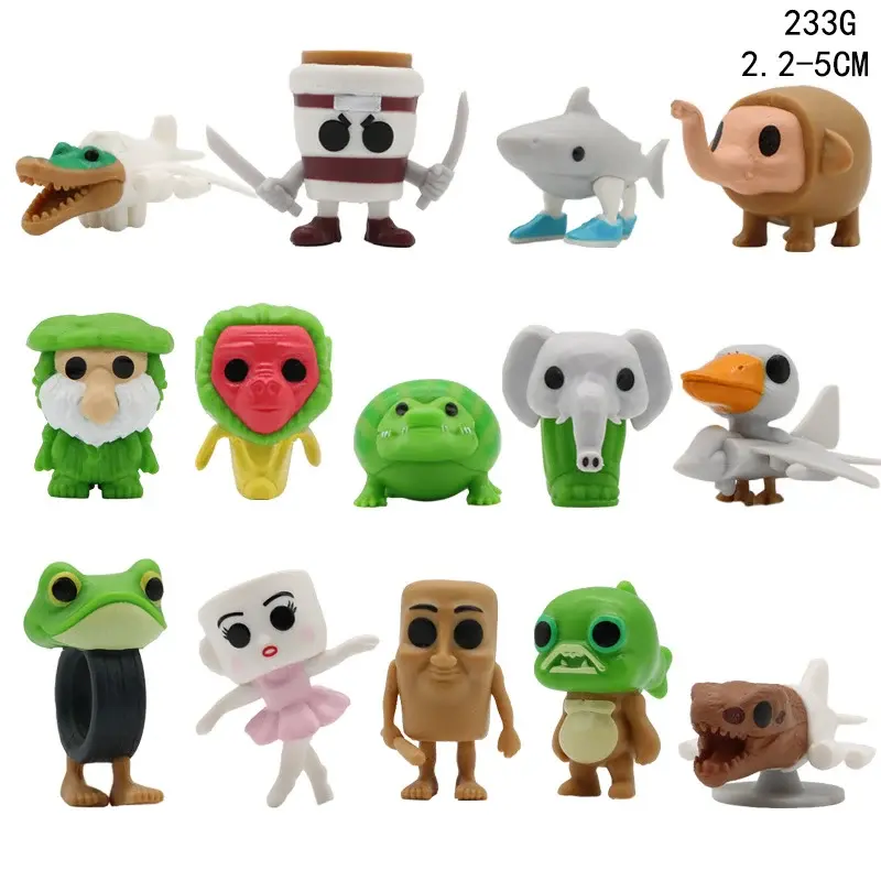 14Pcs/Set Q Ver. Brainrot Tung Tung Sahur Mini Figure Toy Tralalero Tralala Bombardino Crocodilo Model Doll Kids Gift