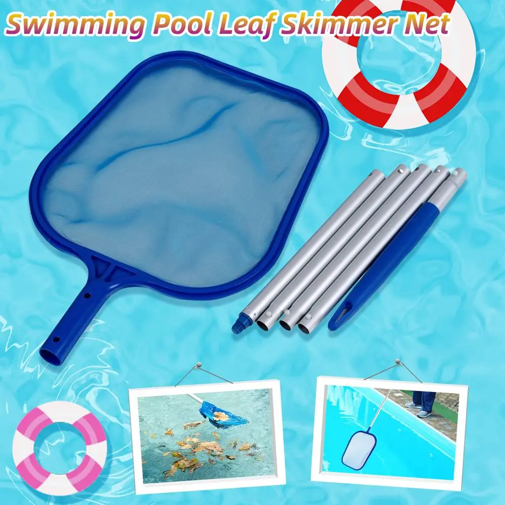 Swimming Pool Skimmer Net with 5 Section Aluminum Pole Leaf Rake Net Pool Cleaner for Swimming Pools Hot Tubs Spas and Fountains