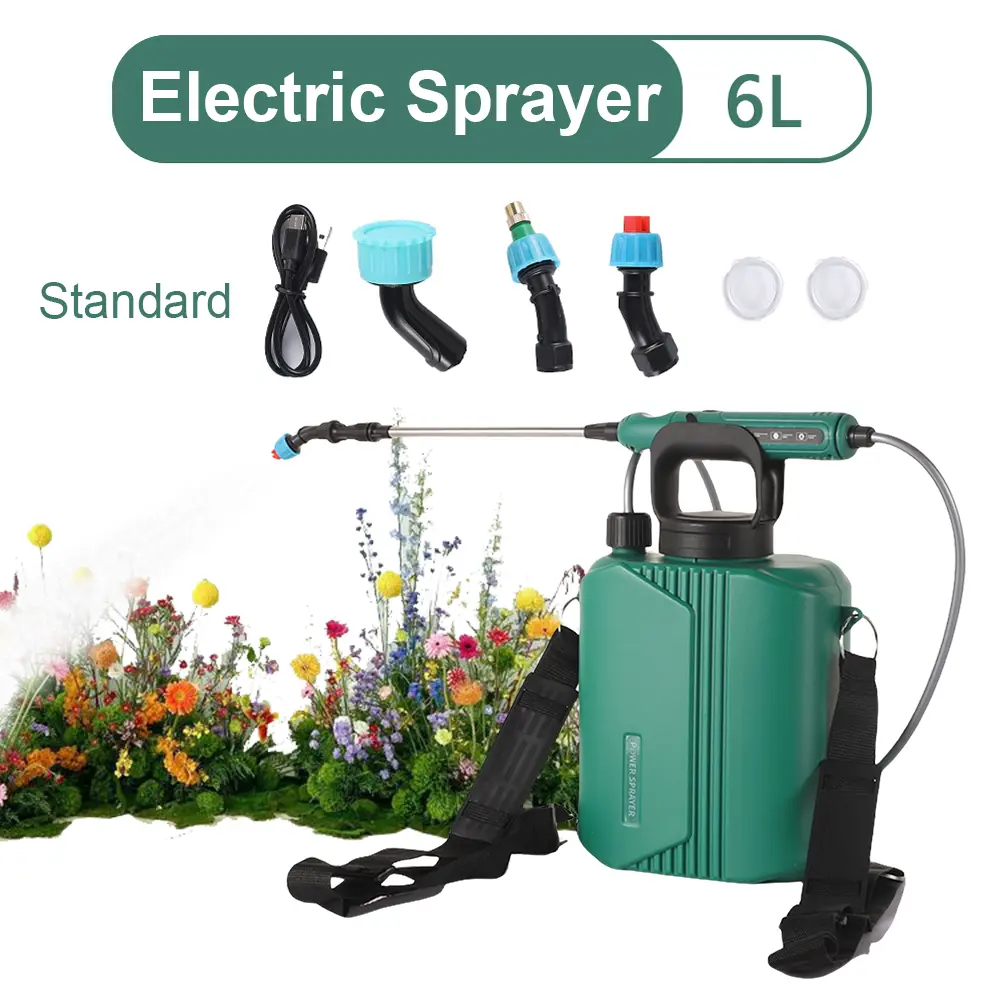 6L Automatic Garden Plant Mister W/ Shoulder Strap Rechargeable Battery Powered Sprayer Handheld Pesticide Sprayer for Weed Lawn