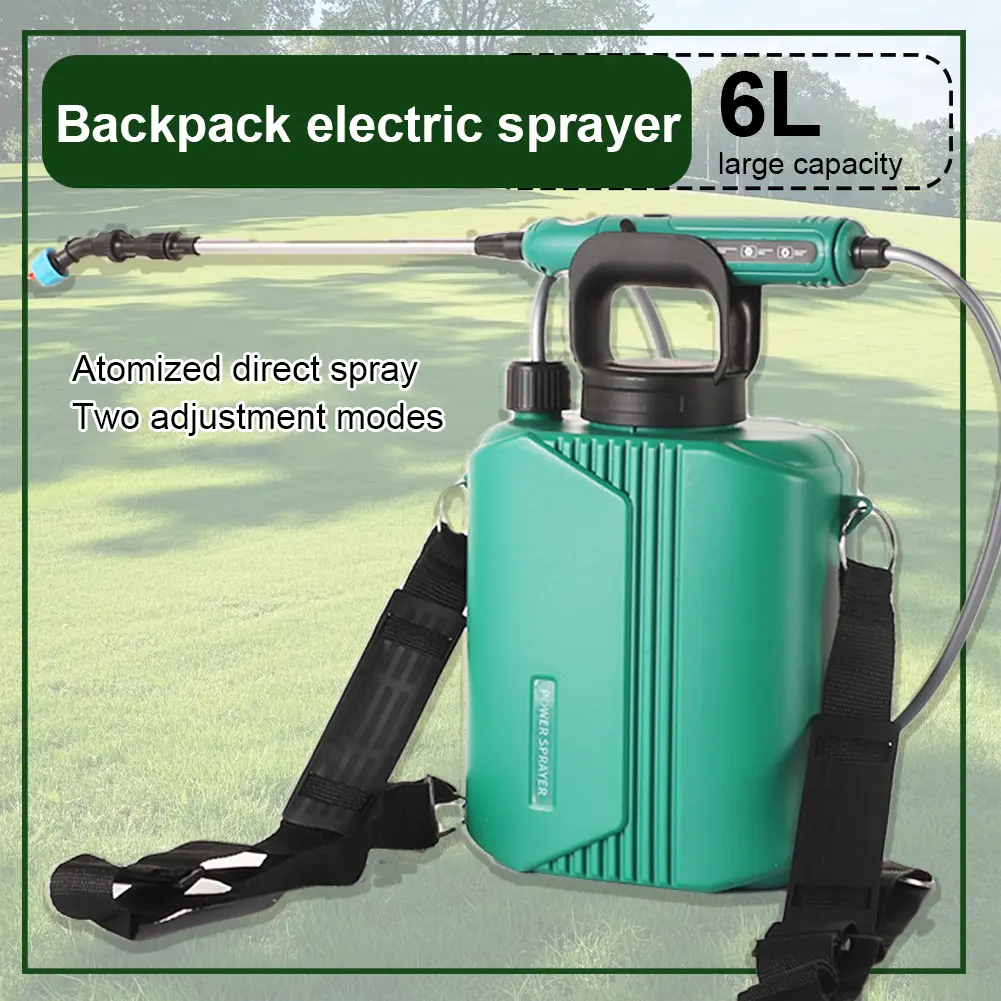 6L Automatic Garden Plant Mister W/ Shoulder Strap Rechargeable Battery Powered Sprayer Handheld Pesticide Sprayer for Weed Lawn