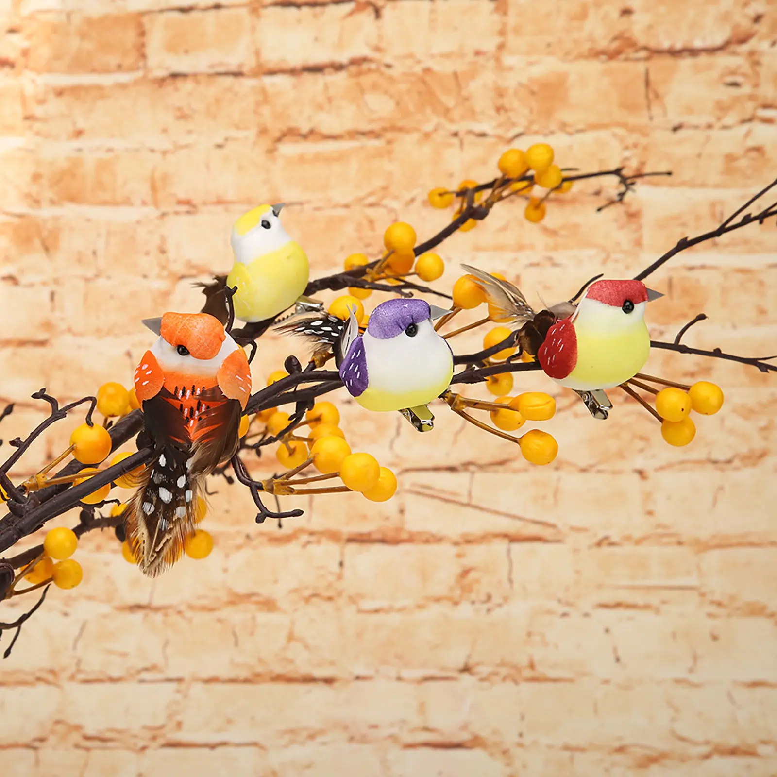 12pcs Colourful Artificial Birds Tree Decor Mini Artificial Foam Bird Garden Bird Ornaments for DIY Crafts Party Accessories