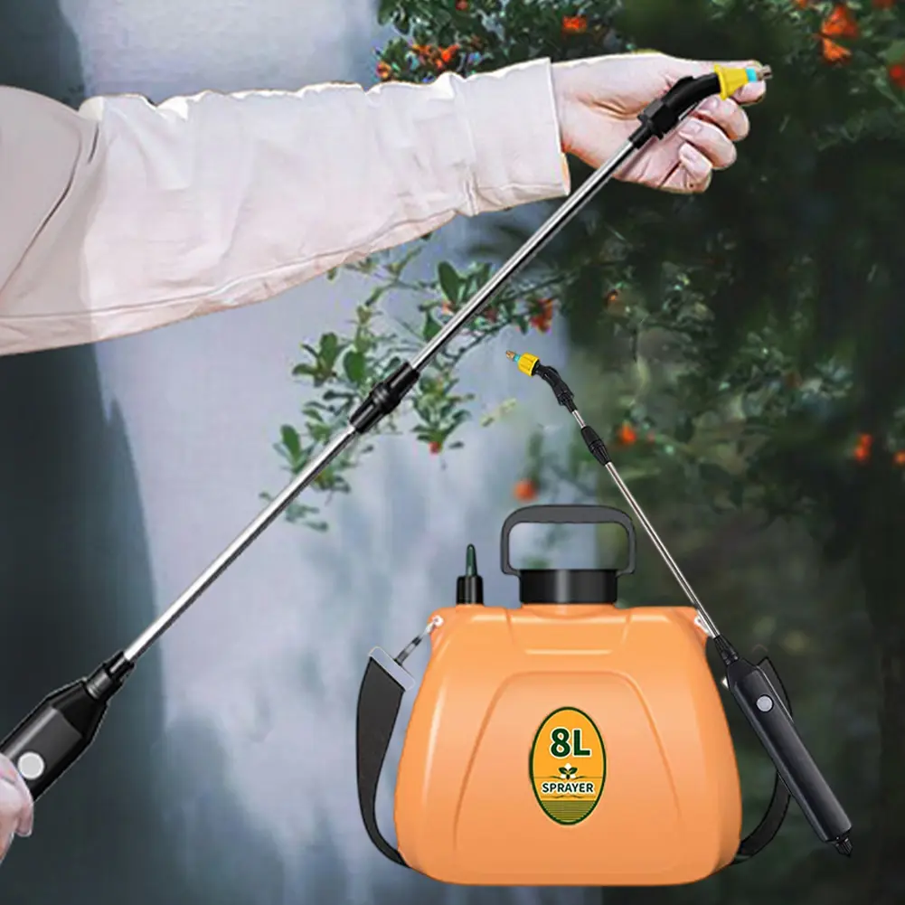 8L Shoulder Style Electric Sprayer with 3 Mist Nozzles Rechargeable Automatic Garden Plant Mister W/ Shoulder Strap Sprayer