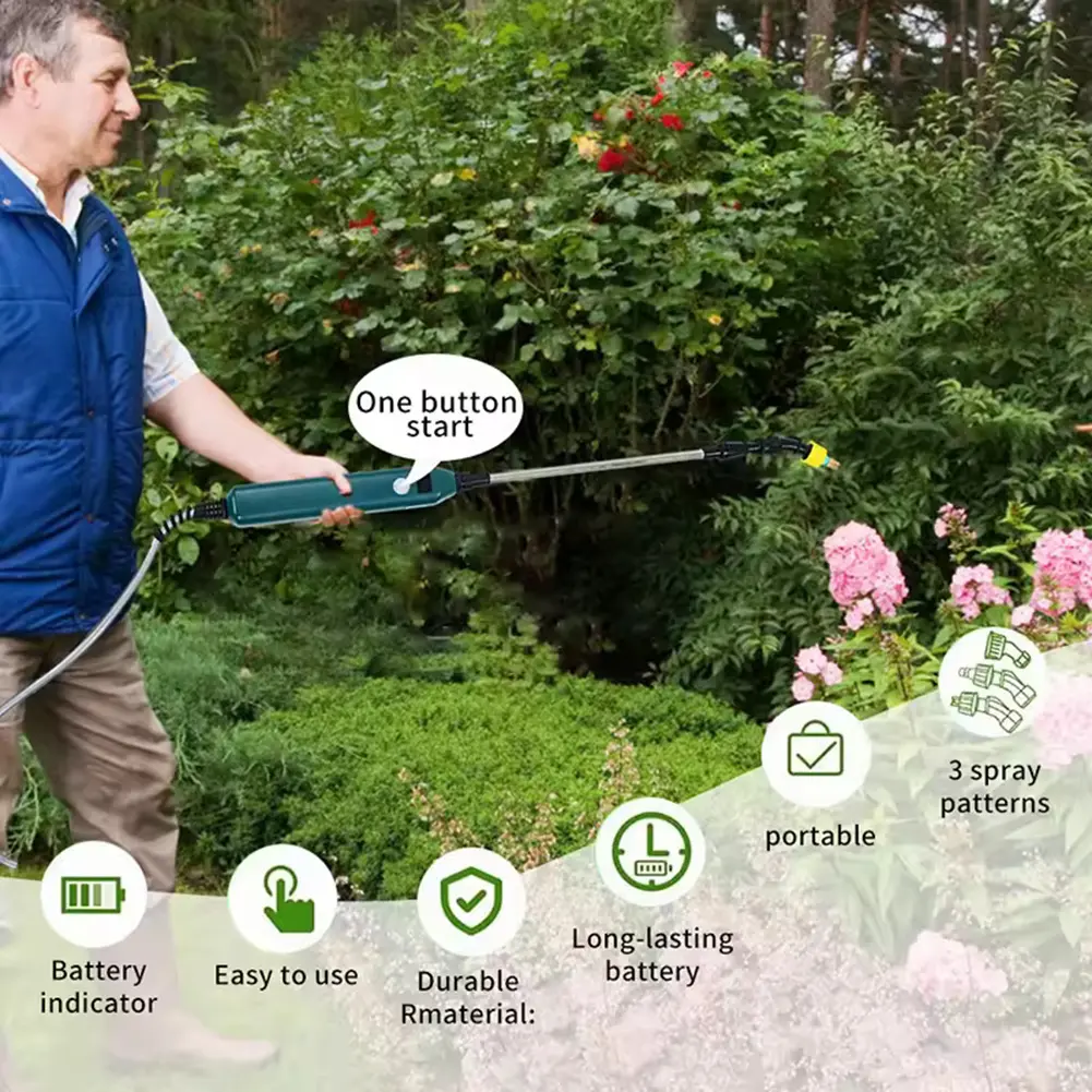 2400mAh Battery Powered Sprayer Wand Rechargeable Garden Sprayer Wand with Battery Indicator Irrigation Tool for Lawn and Garden