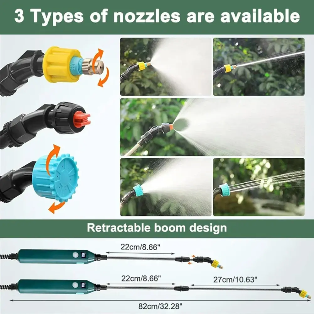 2400mAh Battery Powered Sprayer Wand Rechargeable Garden Sprayer Wand with Battery Indicator Irrigation Tool for Lawn and Garden