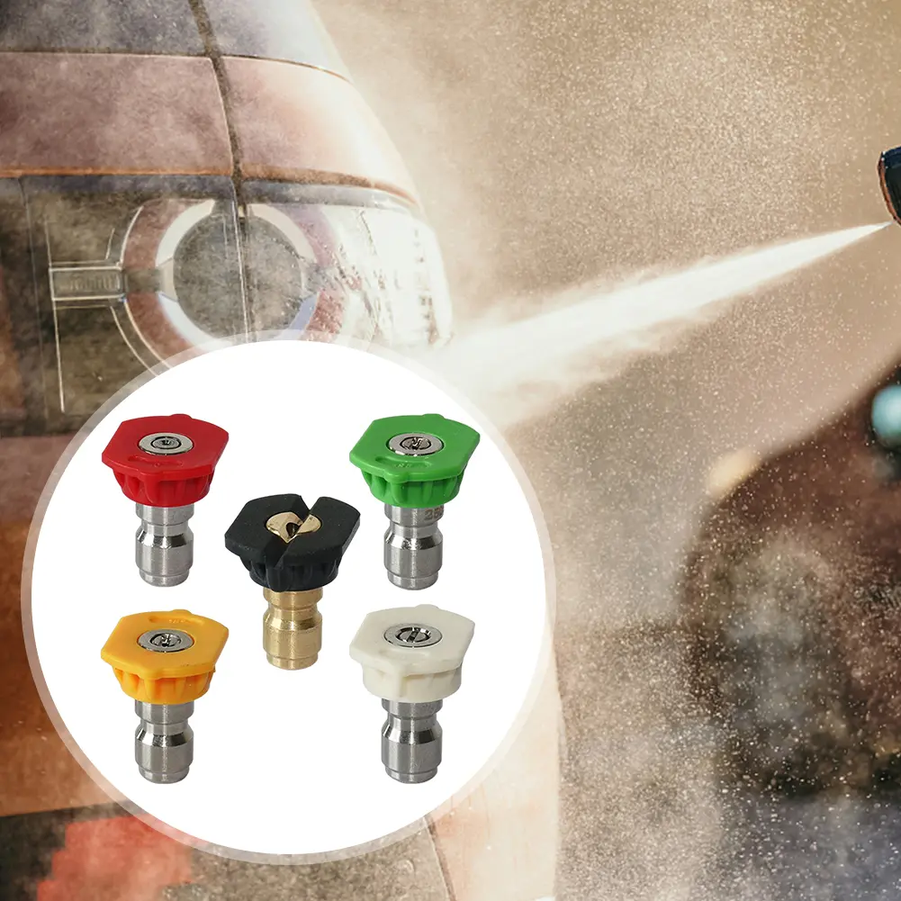 2-5Set 1/4inch Quick Connect Garden High Pressure Washer Spray Nozzle 0 15 25 40 Degree Watering Soap Nozzle Tip Garden Cleaning