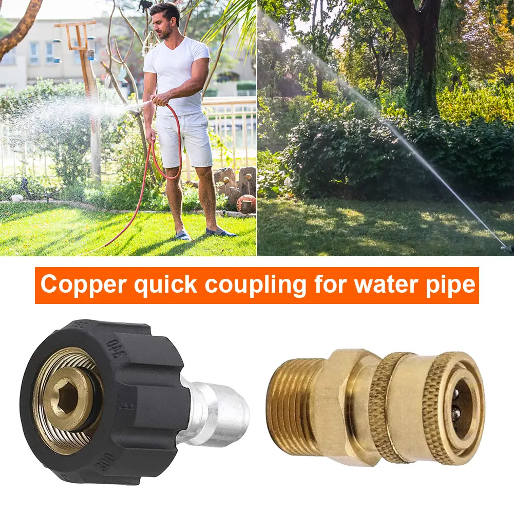 High Pressure Quick Connector Brass M22 Water Gun Joints 3/8 Inch Garden Irrigation Connector Hose Fitting for Pressure Wash Gun