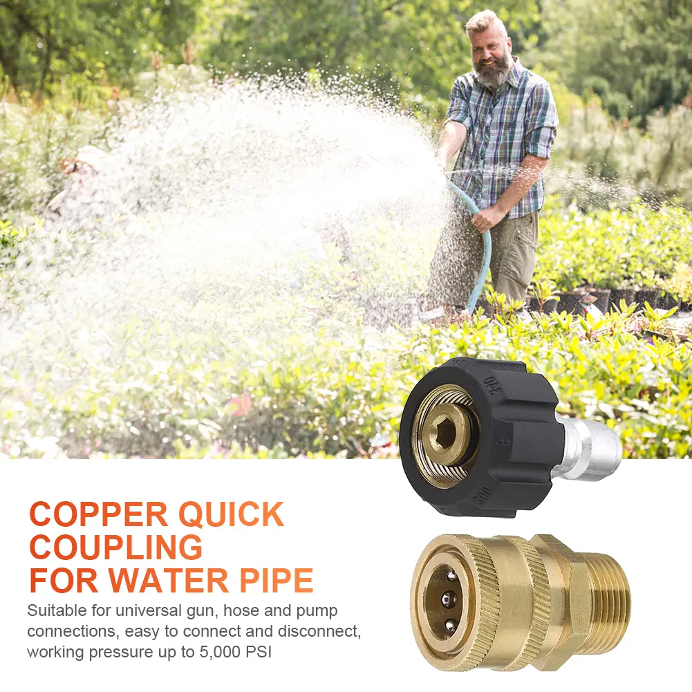 High Pressure Quick Connector Brass M22 Water Gun Joints 3/8 Inch Garden Irrigation Connector Hose Fitting for Pressure Wash Gun