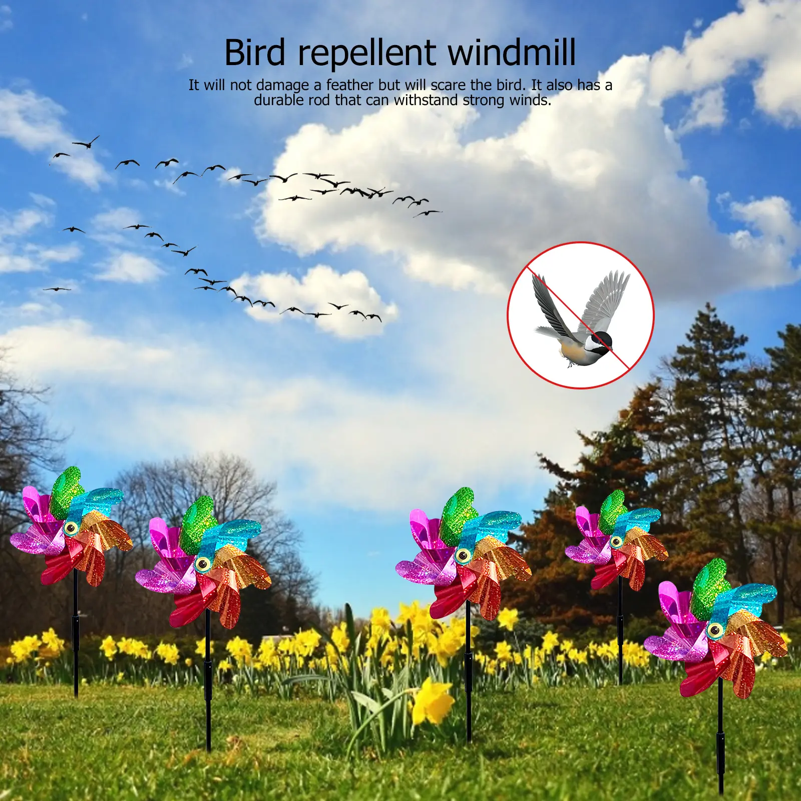 5-20PCS 7 Leaves Bird Repellent For Farm Outdoor Bird Repeller Lawn Decor Bird Repeller Windmill Garden Rotating Windmill