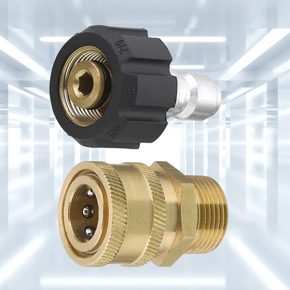 High Pressure Quick Connector Brass M22 Water Gun Joints 3/8 Inch Garden Irrigation Connector Hose Fitting for Pressure Wash Gun