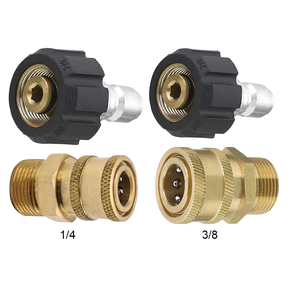 High Pressure Quick Connector Brass M22 Water Gun Joints 3/8 Inch Garden Irrigation Connector Hose Fitting for Pressure Wash Gun