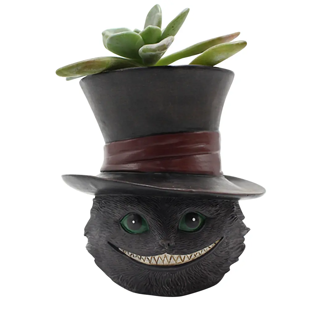 Succulent Planter Black Cat Plant Pot Best Gifts for Family Friends Cute Resin Planter Succulent Flower Pot for Indoor Outdoor