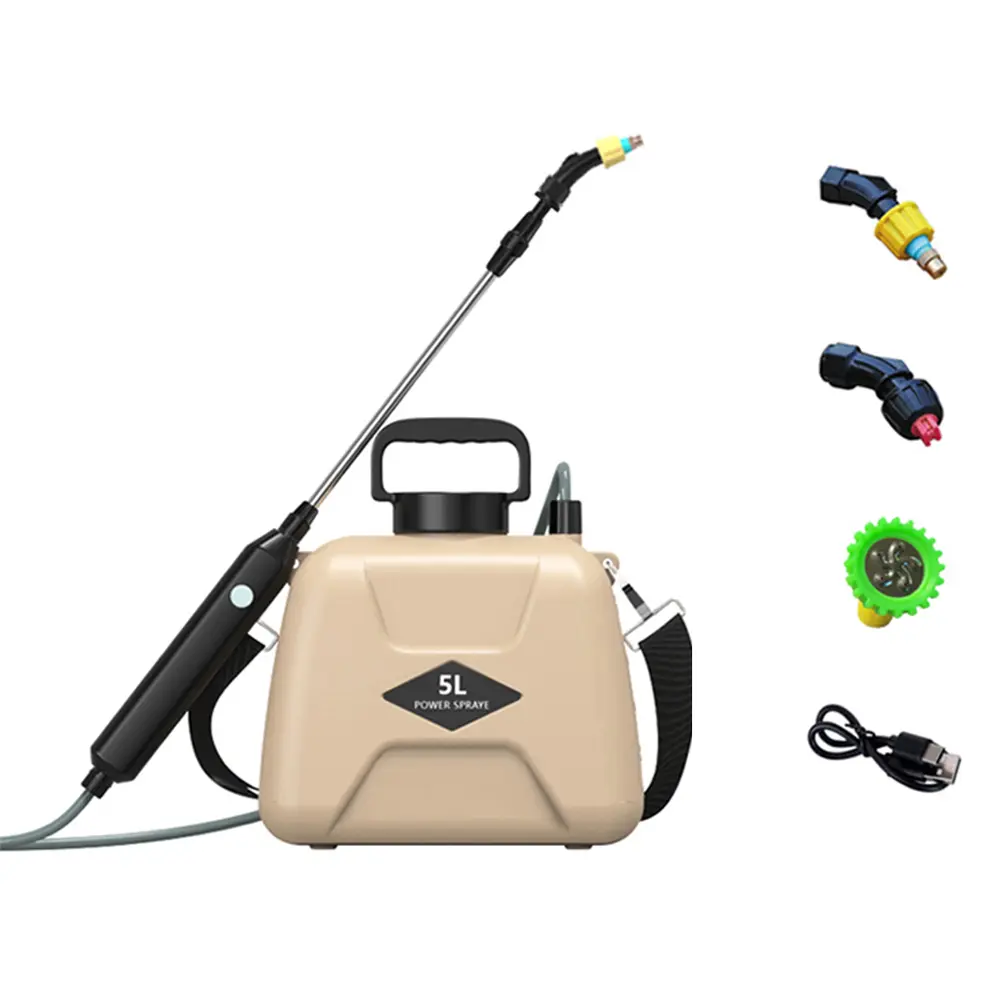 5L Electric Plant Sprayer with Telescopic Rod Electric Weed Sprayer USB Charging Handheld Plant Sprinkler for Garden Lawn Farm