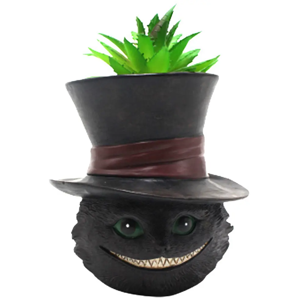 Succulent Planter Black Cat Plant Pot Best Gifts for Family Friends Cute Resin Planter Succulent Flower Pot for Indoor Outdoor
