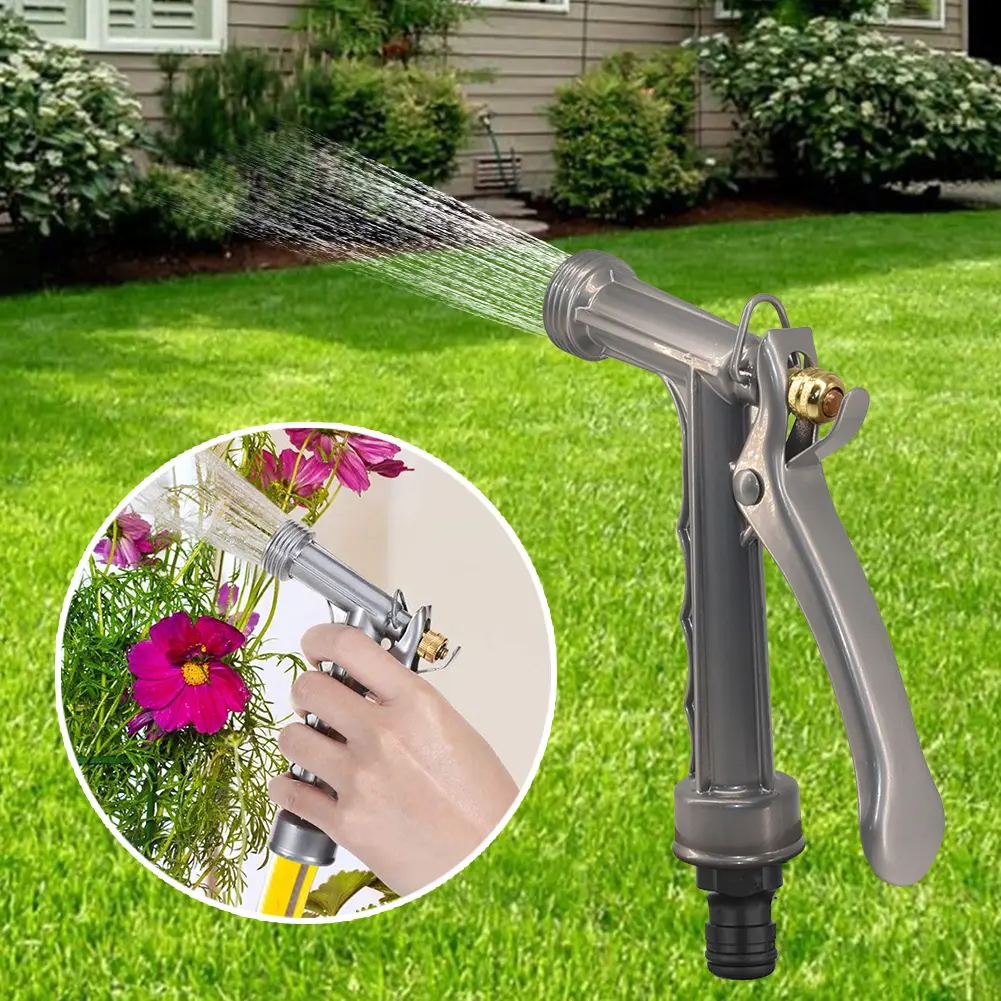 5.5inch Metal Portable Watering Sprayer with Threaded Front Grip Hose Sprinkler for Watering Plants Washing Car Showering Pet