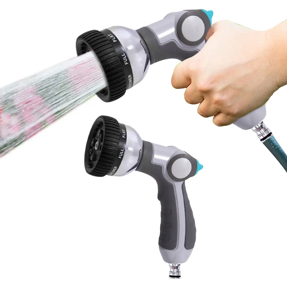Garden Hose Nozzle Heavy Duty Hand Sprayer with 8 Spray Patterns Water Hose Sprayer for Plants Car Wash Cleaning Showering Pet
