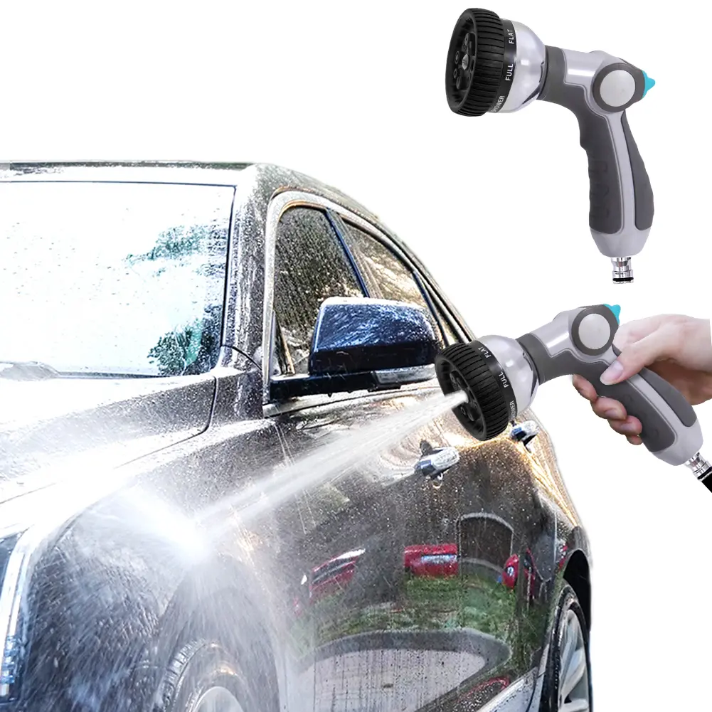 Garden Hose Nozzle Heavy Duty Hand Sprayer with 8 Spray Patterns Water Hose Sprayer for Plants Car Wash Cleaning Showering Pet