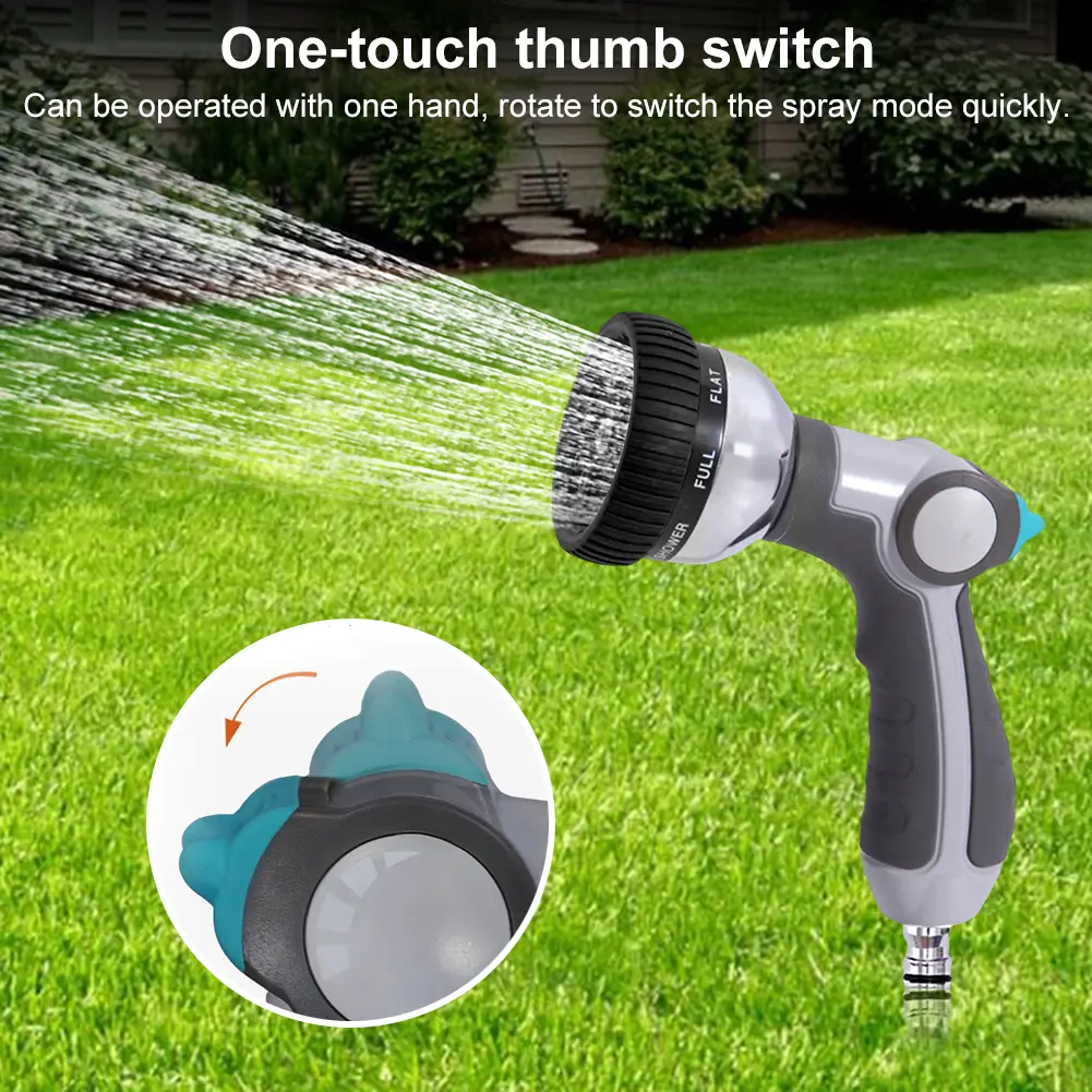 Garden Hose Nozzle Heavy Duty Hand Sprayer with 8 Spray Patterns Water Hose Sprayer for Plants Car Wash Cleaning Showering Pet