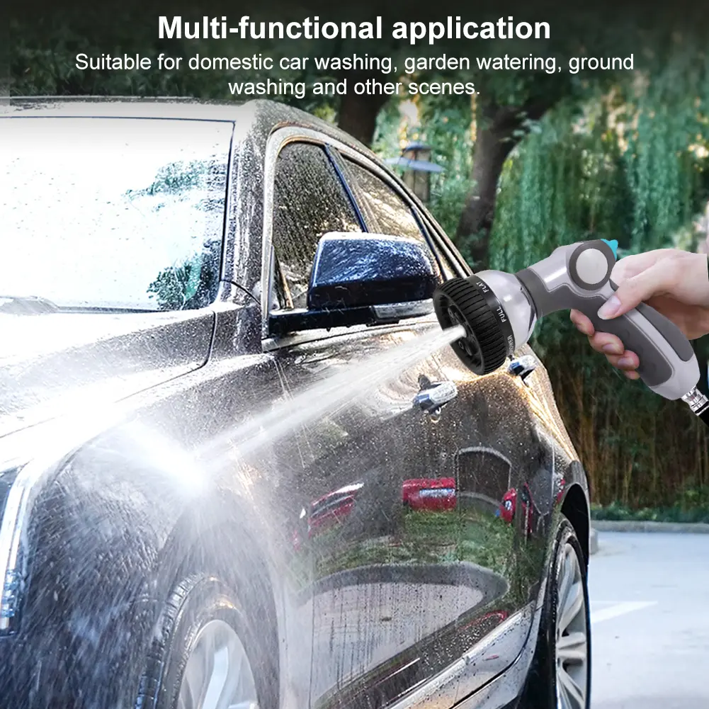 Garden Hose Nozzle Heavy Duty Hand Sprayer with 8 Spray Patterns Water Hose Sprayer for Plants Car Wash Cleaning Showering Pet