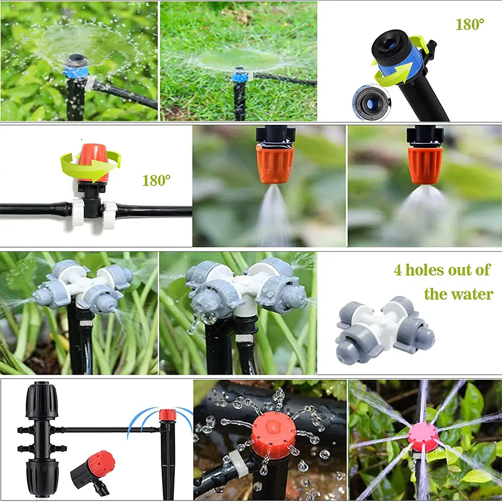 200FT Quick-Connect Drip Irrigation System Kit with 1/2 Inch Hose 1/4 Inch Distribution Tubing Drip Irrigation System Kit