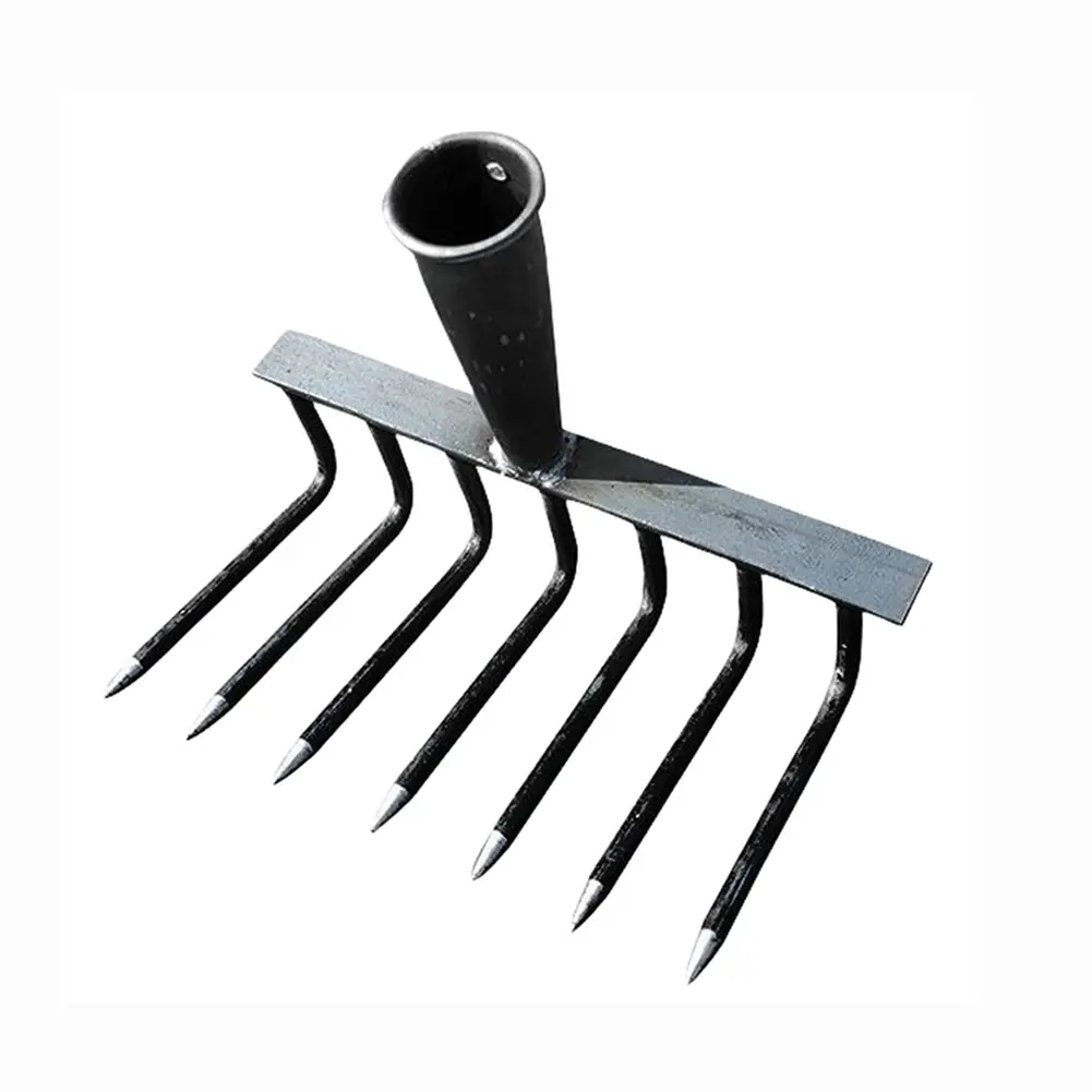 High Carbon Steel Nail Rake Multifunctional 4/7/9/12 Teeth Gardening Weeding Rake Loose Soil Nail Rake Agricultural Tools